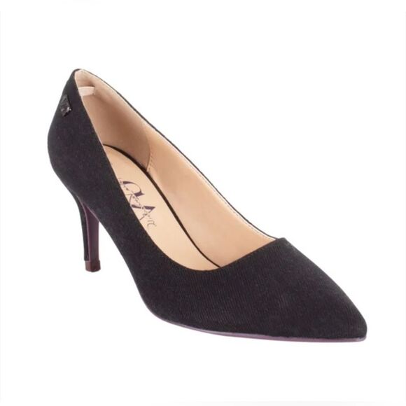 GV Cotton Denim Women's 3" Black Classic Logo High Heels Cushioned NIB Size 11 - Picture 2 of 4